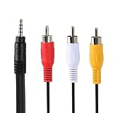 Padarsey 3.5 mm to RCA AV Camcorder Video Cable,3.5mm Male to 3RCA Male Plug Stereo Audio Video AUX Cable for Smartphones,MP3, Tablets,Speakers,Home Theater (3.5 Straight to 3 RCA 1.5m)