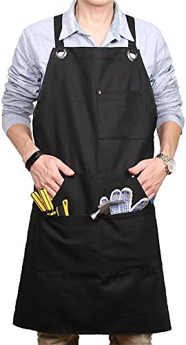 Heavy Duty Waxed 16oz Canvas Work Apron for Man and Women with Tool Pockets,Adjustable up to XXL,durable and comfortable