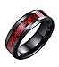 8mm Red Carbon Fiber Black Celtic Dragon Ring For Men Beveled Edges Wedding Band (12)