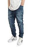 Victorious Men's DK Indigo Drop Crotch Denim Jogger Pants - URBANJ