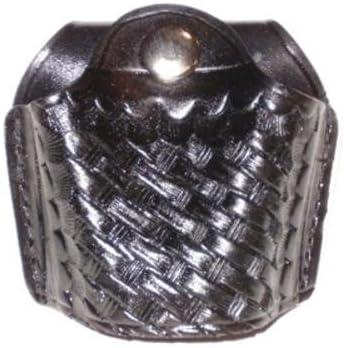 Stallion OASP-2 Black Basket Weave Leather Nickel Hardware Handcuff Holder