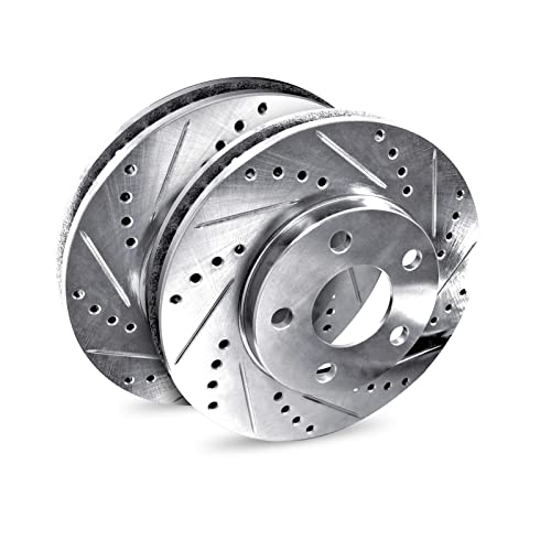 R1 Concepts Rear Kit Brake Rotors Drill Slot For 2001-2005 Acura EL, Honda Civic