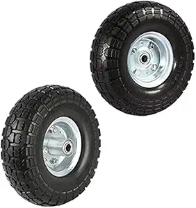 Hightree Solid Wheelbarrow Tires Sack Truck Cart Wheel Puncture Proof Solid Rubber Tyre Wheels Garden Wagon Cart Trolley Tires Wheels 5/8-inch Bearings 10
