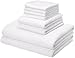 Amazon Basics 100% Cotton Soft Quick-Dry Bath Towel Set, 8-Piece, White, 10