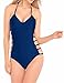 Womens One Piece Sexy Plunge Neck Strappy Swimsuit Swimwear Monokini (X Large, Strappy Blue)