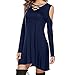 NUWFOR Women’s Casual Off Shoulder Tops Criss Cross V Neck Long Sleeve Loose Dress for Winter/Fullthumb 2