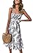 Angashion Women's Dresses - Summer Boho Floral Spaghetti Strap Belt Swing A line Midi Dress 121 Black M