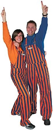 orange and white striped overalls