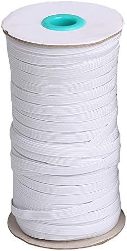 100 Yards Length 1/4" Braided Elastic Band Elastic Rope Heavy Stretch High Elasticity Knit Spool for Sewing Crafts DIY