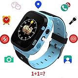 Kids Smart Watch GPS Tracker - Boys Girls Digital Watch Phone Wristband 2 Way Calling SOS Wechat Text Alarm Clock Camera Flashlight Learning Games Child Phone Watch for Children Age 3-12y(02 GM9 Blue)