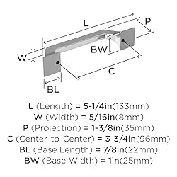 Amerock | Cabinet Pull | Polished Chrome | 3-3/4