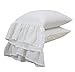 Queen's House Linen Pillowcases King Size White Shams Pillow Covers Set of 2-White