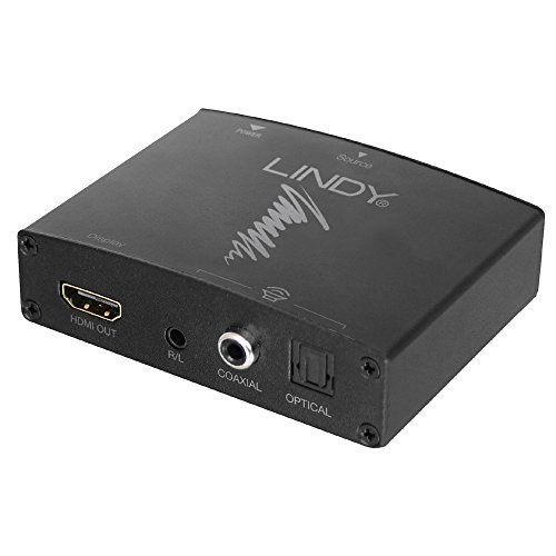 Lindy Hdmi 4K Audio Extractor With Bypass Resolutions Up To UHD 4K Audio Through Toslink And Coaxial Digit. And 3.5Mm Stereo Analog. 38167 Noir
