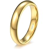 HUARJO 2mm 4mm 6mm 8mm 18K Gold Tungsten Carbide Rings for Women Men Domed Polished Steel/Gold/Rose Gold Wedding Band Comfort Fit Size 5-13