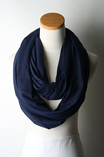 corciova Light Weight Infinity Scarf with Solid Colors Navy