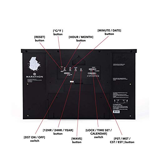 image for Marathon Commercial Grade Jumbo Atomic Wall Clock with 6 Time Zones, I