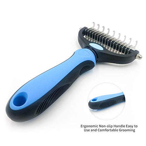 Dog Brush for Shedding Grooming & Cat Comb Set 2 Sided Safe Dematting