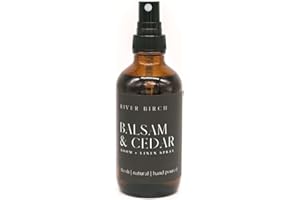 River Birch Luxury Linen and Room Spray - Home Signature Scent Balsam and Cedar Room Fragrance Spray - Fragrant Fresh Linen Air Freshener For Bedding - Handmade in Texas - 4 oz Glass Amber Bottle
