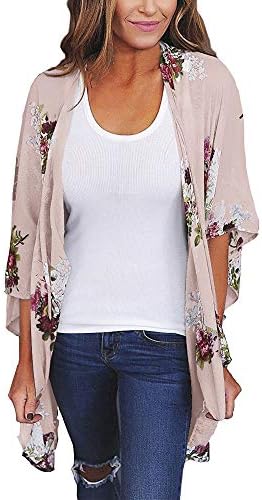 LIKELYY Women Chiffon Loose Shawl Print Kimono Cardigan Top Cover Up Blouse Beachwear