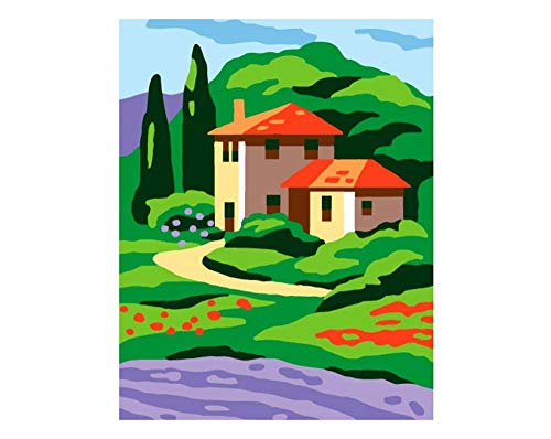 Collection D'Art Tapestry Kit House, 100% Cotton, Multi-Colour, 20 x 25 x 0.1 cm