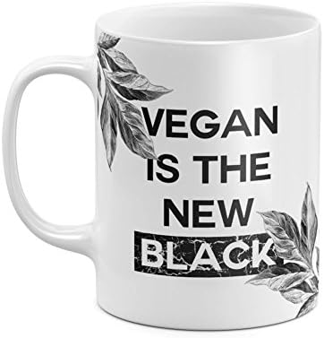 Vegan Is The New Black Healthy Lifestyle Life Healthy Food Vegetarian White Heat Resistant Ceramic Tea Coffee Mug - 11oz