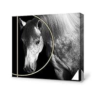 signwin-Canvas Wall Art-Black and White Horse-Canvas Prints Home Artwork Decoration for Living Room,Bedroom - 12x12 inches