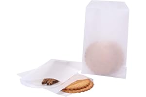Flat Glassine Waxed Paper Treat Bags 4x6 Semi-Transparent for Bakery Cookies Candies Dessert Chocolate Party Favor, Pack of 100 by Quotidian (4'' x 6'')