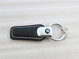 BMW Logo Black Genuine Leather Strap Keychain Ring