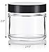 JUVITUS Clear Thick Glass Straight Sided Jar - 2 oz / 60 ml (3 pack) Airtight Smell Proof BPA Free Lids
