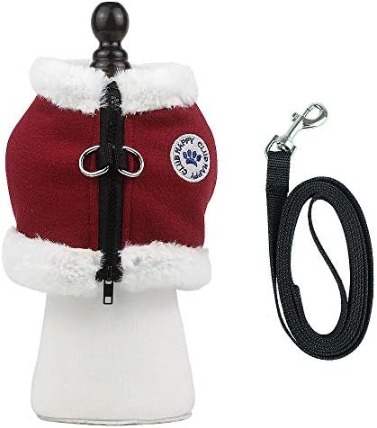New Pet Chest Straps Clothes Autumn And Winter Warm Dog Plus Velvet Vest With Dog Leash@Xl_Red_
