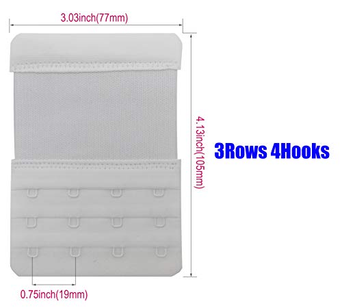 Bra Extender 4 Hook,Stretchy Soft and Comfortable Bra Strap Extender - 4 pcs Pack (White)