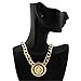 Galham - Celebrity Style Lion Head 1.88” Pendants with 18” Chunky Link Chain Necklace Gold Tone with Black Enamel
