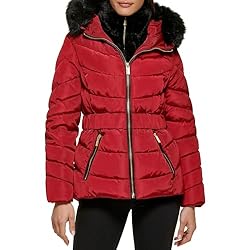 GUESS Women's Midweight Puffer Jacket, Fur Lined