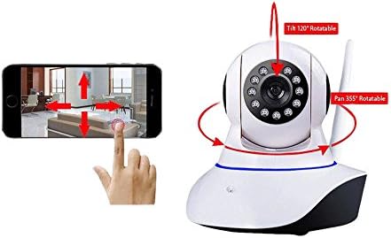 iHome Fusion Home Security Camera, Wireless IP Camera Surveillance System Video Baby Monitor, Two-Way Audio, Night Vision, Motion Detection WiFi Camera + Free 62GB Micro SD Card (White)