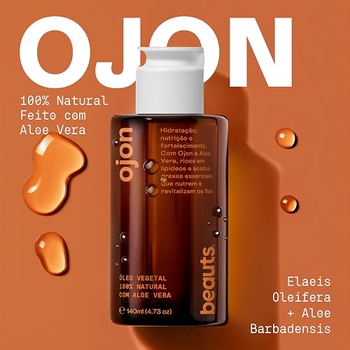 Óleo de Ojon - Crescimento Capilar, Reparador de Pontas, Umectacao Capilar e Fortalecimento dos Fios – Natural com Aloe Vera - Com Tampa Gotejadora, 140ml, Beauts