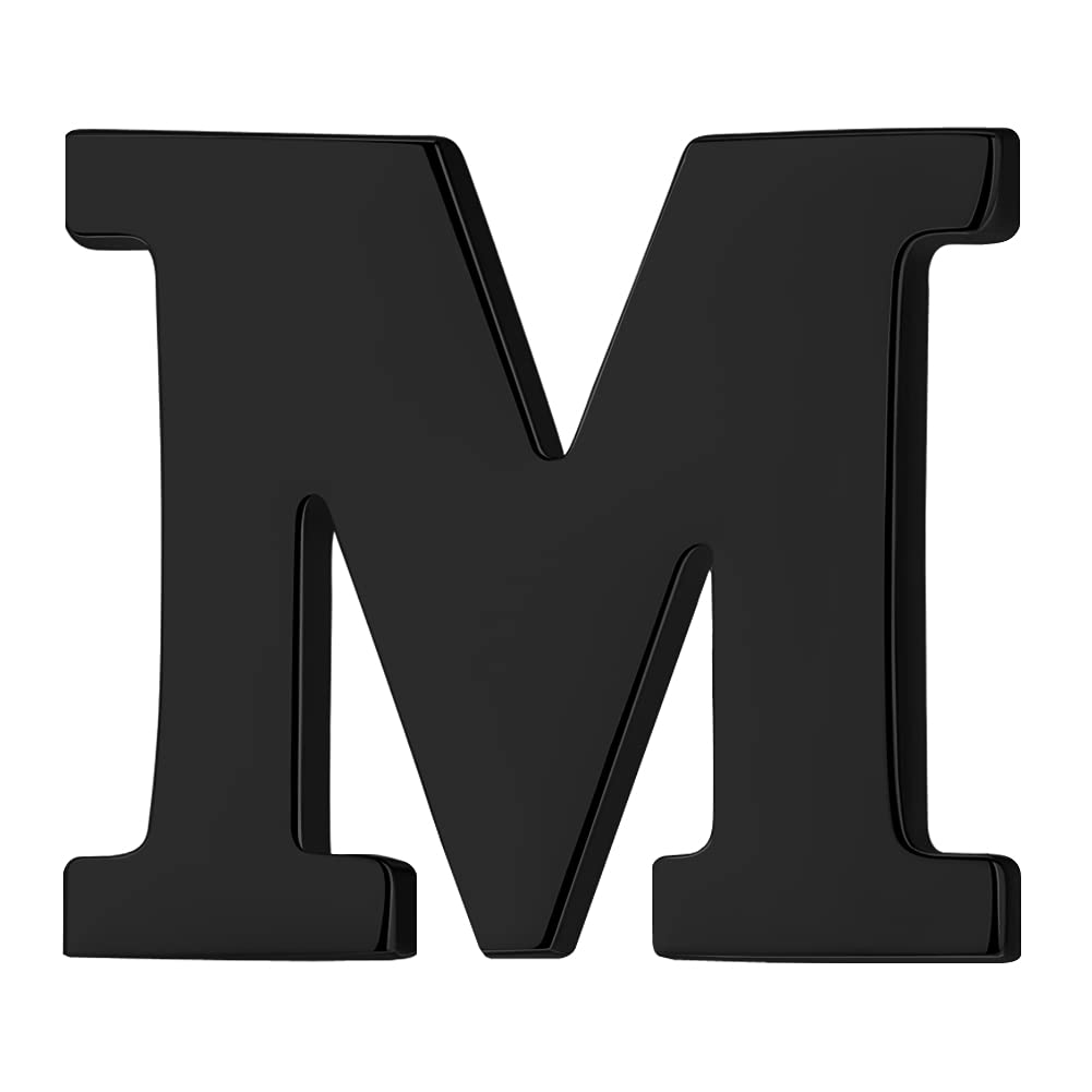 HONEY BEAR 1pc Alphabet Letters A to Z Collar Brooch Label Pins Badge for Mens' Suit/Women's Shirt for Business Gift,Black M 0.59in