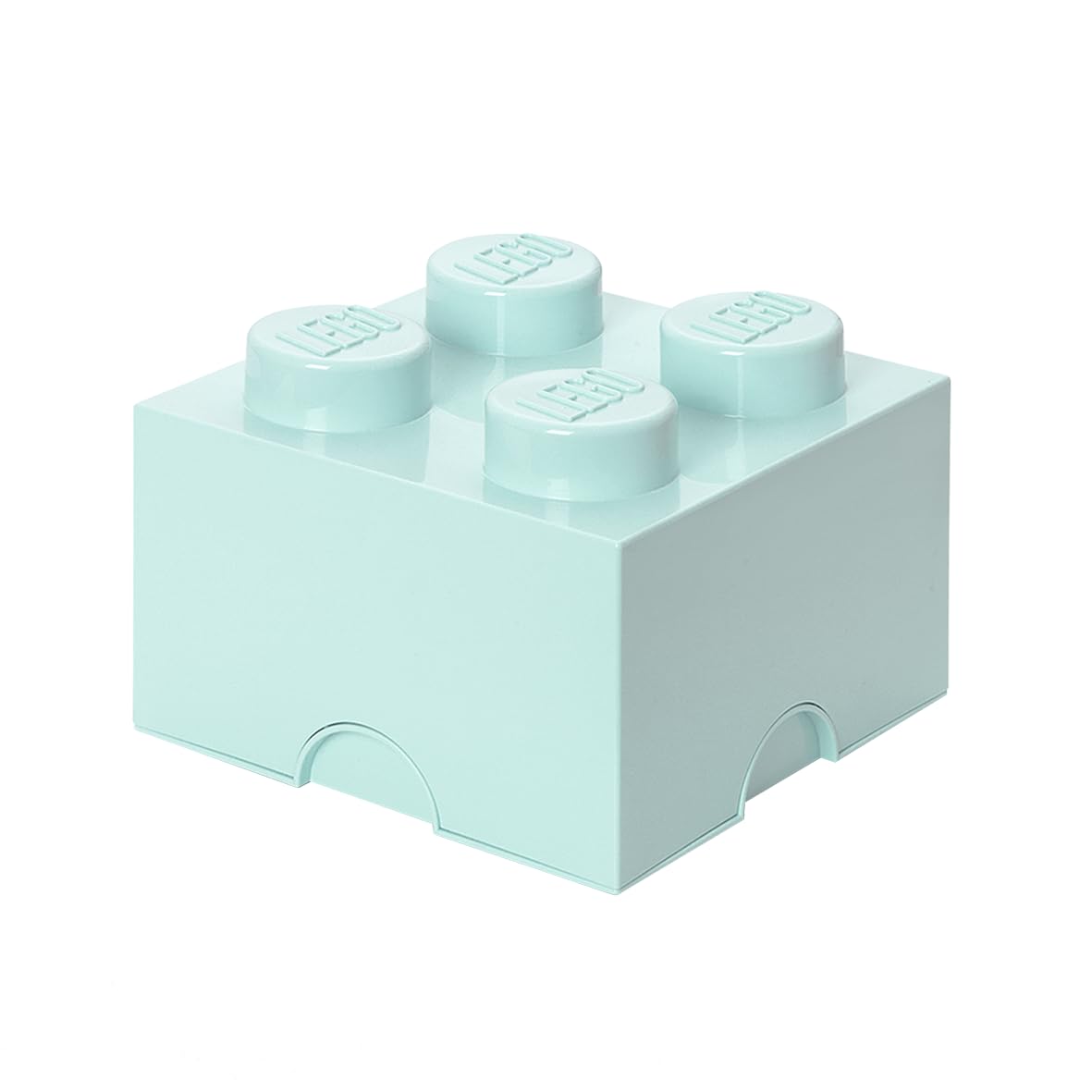 LEGO Storage Brick 4 Knobs Aqua - Stackable Plastic Storage Box with Lid for Kids and Adults Ideal Desk Organizer and Toy Box - 5.6L Capacity