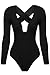 Zeagoo Women V-neck Stretch Bodysuit Bodycon Playsuit Sexy Jumpsuit Tops Black Small