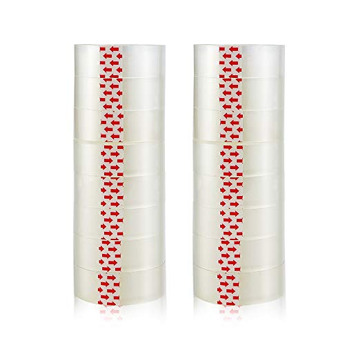 Faxco 16 Rolls Clear Adhesive Tape, Transparent Tape, Clear Tape Refills Rolls, Crystal Premium Tape for Office, Home, School(420yd)