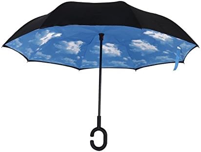 Double Layer Reverse Umbrella, KimGreen Portable UV Windproof Inverted Umbrella for Cars and Outdoor with C-Shaped Handle