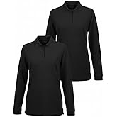 INGEAR Girls Long Sleeve Polo Shirt 2-Pack - School Uniform, Golf, Casual Wear, Moisture-Wicking, Sizes 4-16