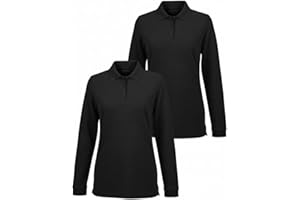 INGEAR Girls Long Sleeve Polo Shirt 2-Pack - School Uniform, Golf, Casual Wear, Moisture-Wicking, Sizes 4-16