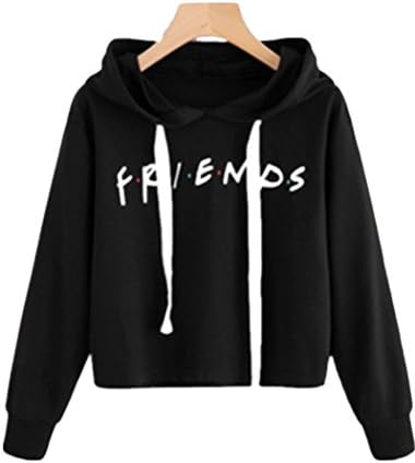 Dizoo Fisy Women's Casual Letter Printed Hooded Crop Tops Drawstring Pullover Sweatshirts