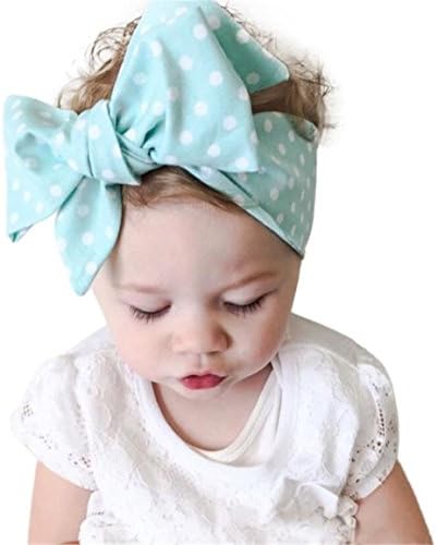 HN Wave Spot Baby Girls Headband Elastics For Newborns Elastic Hair Head Band (Sky Blue)