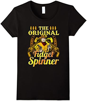 Womens Funny Revolver as Original Fidget Spinner T-shirt Small Black