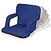 PICNIC TIME Ventura Portable Reclining Stadium Seat with Back Support, Folding Bleacher Chairs with Back and Cushion, Thick Padded Stadium Seat and Armrest, Include Six Backrest Positions, (Navy Blue)