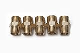 LTWFITTING Brass Pipe Hex Nipple Fitting 1/2-Inch Male NPT Air Fuel Water(Pack of 5)