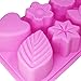 3 Pcs Floral Leaf Silicone Molds, FineGood 8-Cavity Cake Chocolate Pudding Jelly Soap Muffin Trays for Kitchen Baking Decoration - Pink