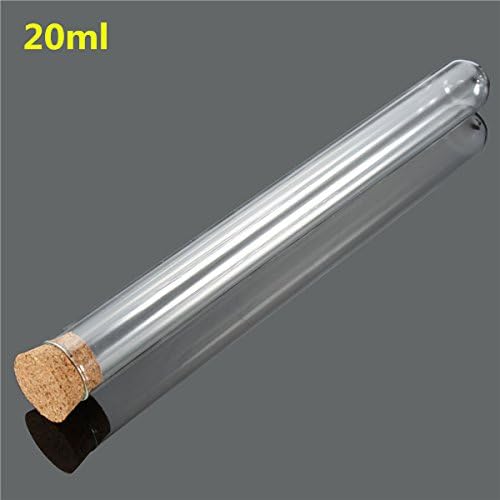 Focalwanna 10Pcs Lab Glass Test Tube With Cork Stopper 20ml