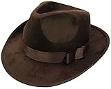 Jacobson Hat Company Men's Deluxe Fedora - Suede Finish, Brown, Adult